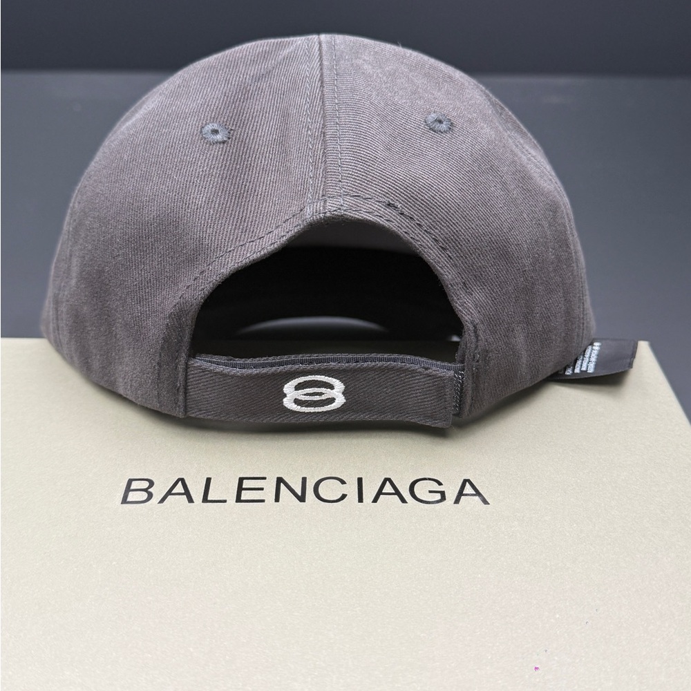 Balenciaga Charcoal Gray Baseball Cap with White Logo - Picture 6 of 8